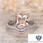 curved wedding ring sets 8mm princess cut morganite engagement ring set double curved wedding download